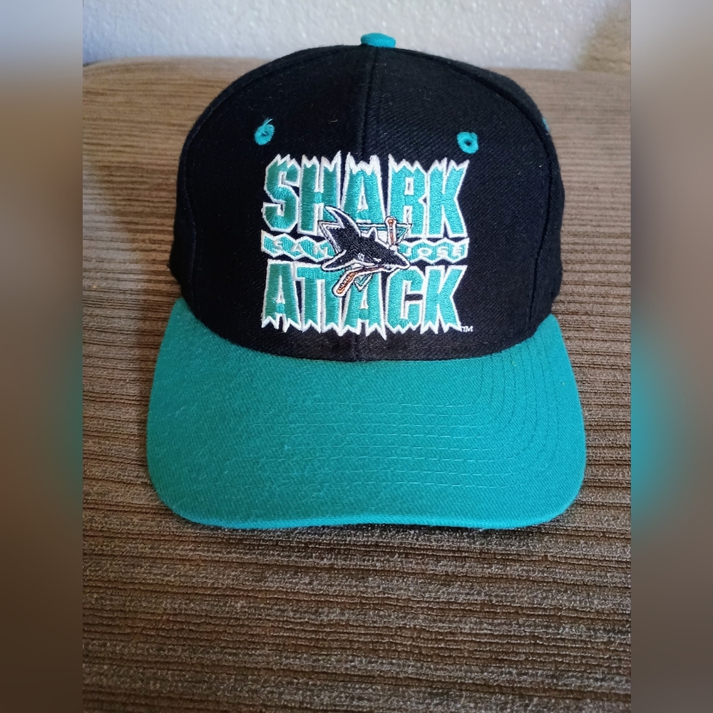 Shark Attack Black and Teal Cap